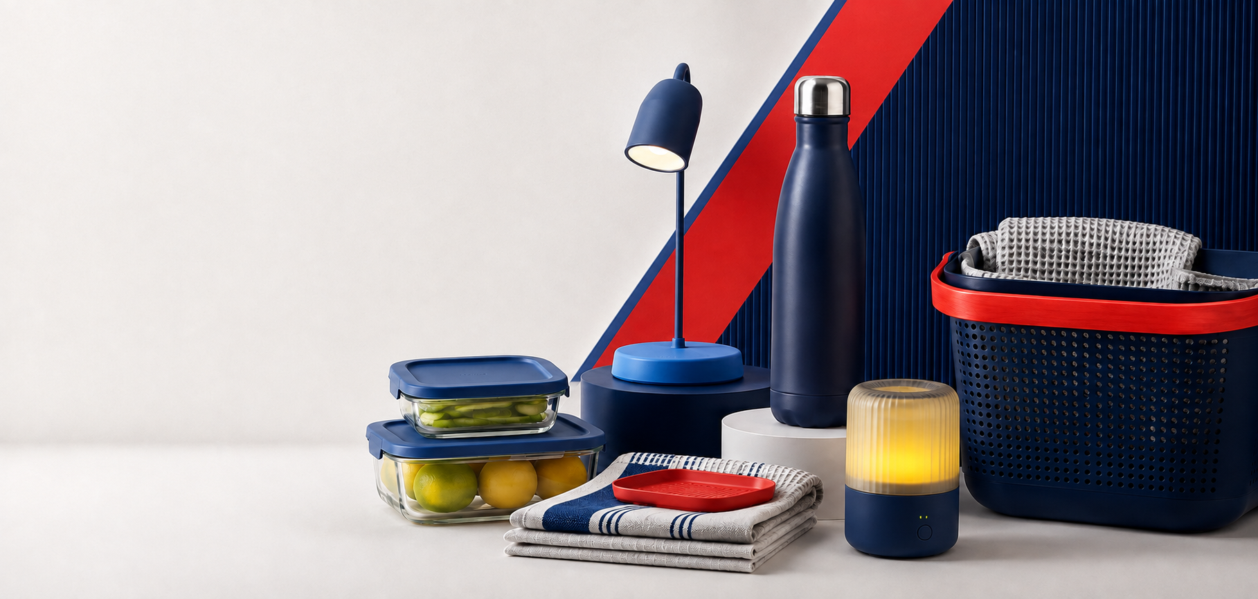 Seleção de utilidades para casa nas cores da Casa Forte